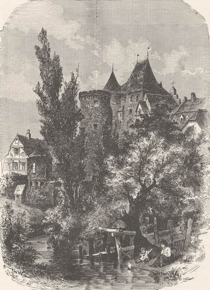 GERMANY. Neuss. Upper Gate, With Drusus Tower 1903 old antique print picture